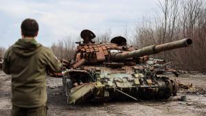 19 March 2026, Russia, Donetsk: A tank of the Armed Forces of Ukraine destroyed in Donetsk Peoples Republic. Photo: Dmitry Yagodkin/TASS via ZUMA Press/dpa Dmitry Yagodkin/TASS via ZUMA Pr / DPA 19/03/2026 ONLY FOR USE IN SPAIN. Dmitry Yagodkin/TASS via ZUMA Pr / DPA;politics;defence;military equipment;Russian-Ukrainian conflict - Donetsk;