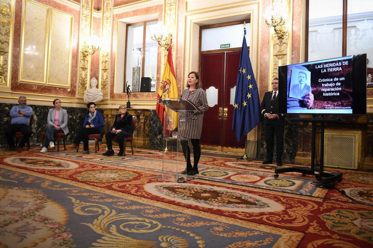 Archivo - La presidenta del Congreso, Francina Armengol, interviene durante el acto homenaje a víctimas del franquismo, en el Congreso de los Diputados, a 16 de diciembre de 2024, en Madrid (España).