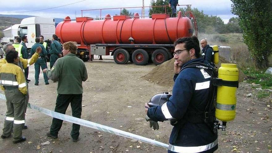 Vertido tóxico de un camión con ácido clorídrico, en Sanabria.