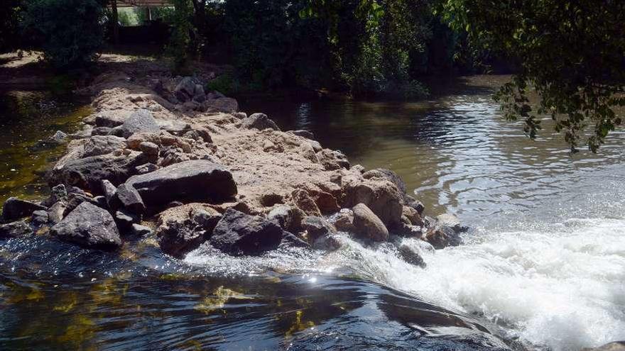 Tierra y piedras alteran el desarrollo normal del caudal del río. // Noé Parga