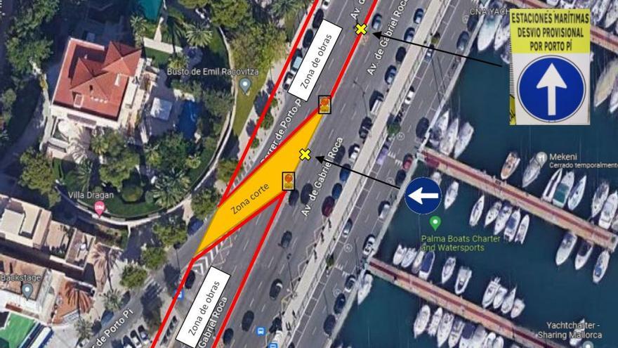 Cierra al tráfico la calle Portopí de Palma por las obras del Paseo Marítimo