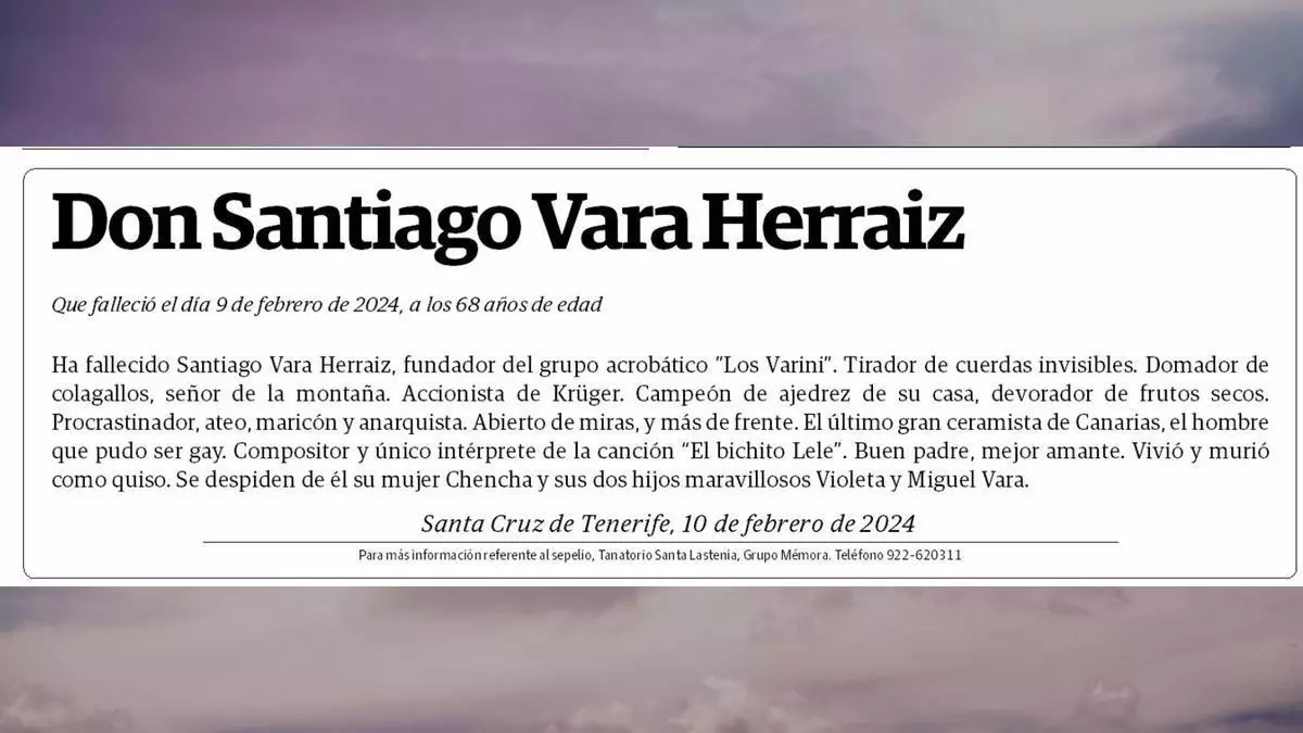 "Ateo, maricón y anarquista": la curiosa esquela preparada por una familia de Tenerife