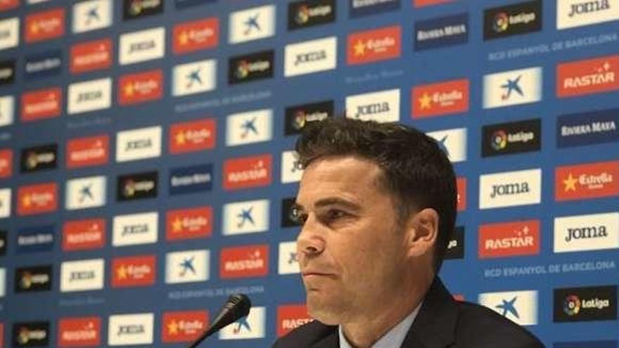 Rubi, ayer, en su presentación como técnico del Espanyol.