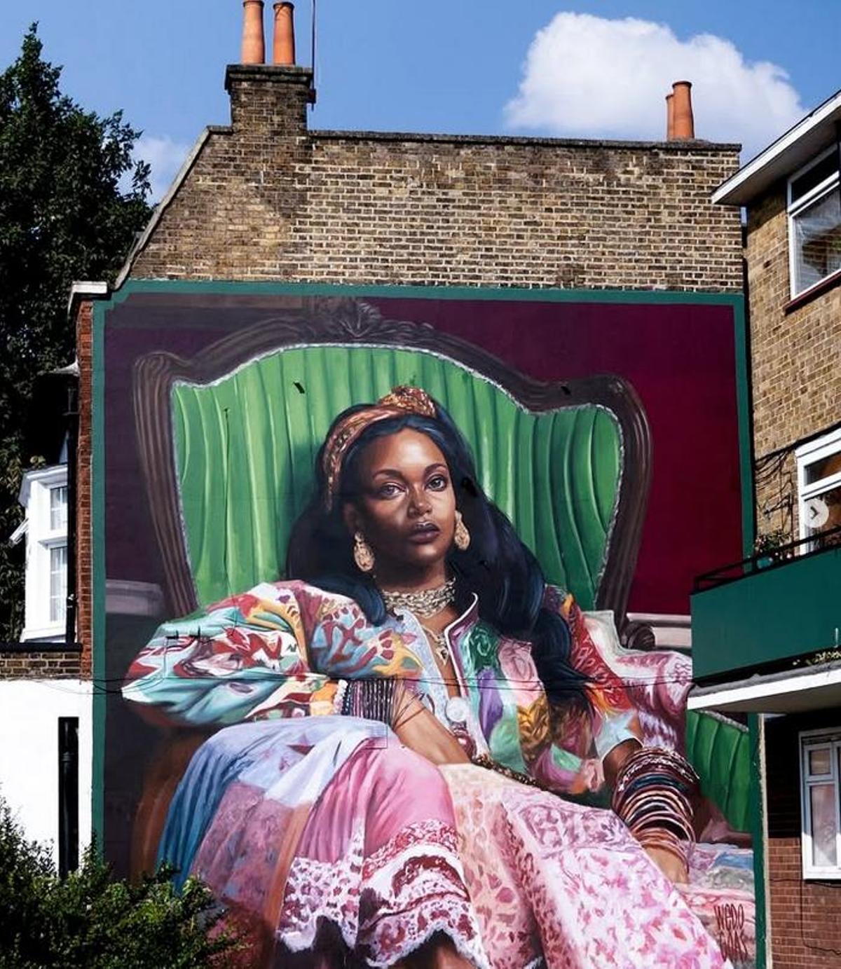 Obra en Londres do muralista galego Wedo Goás.