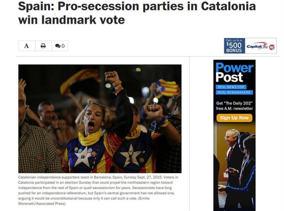 ’The Washington Post’, sobre les eleccions catalanes.