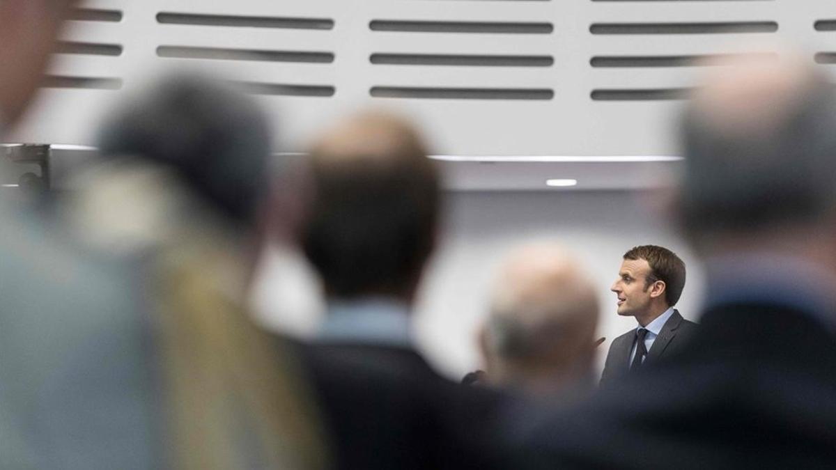 Macron hablando en el Tribunal Europeo de Derechos Humanos.