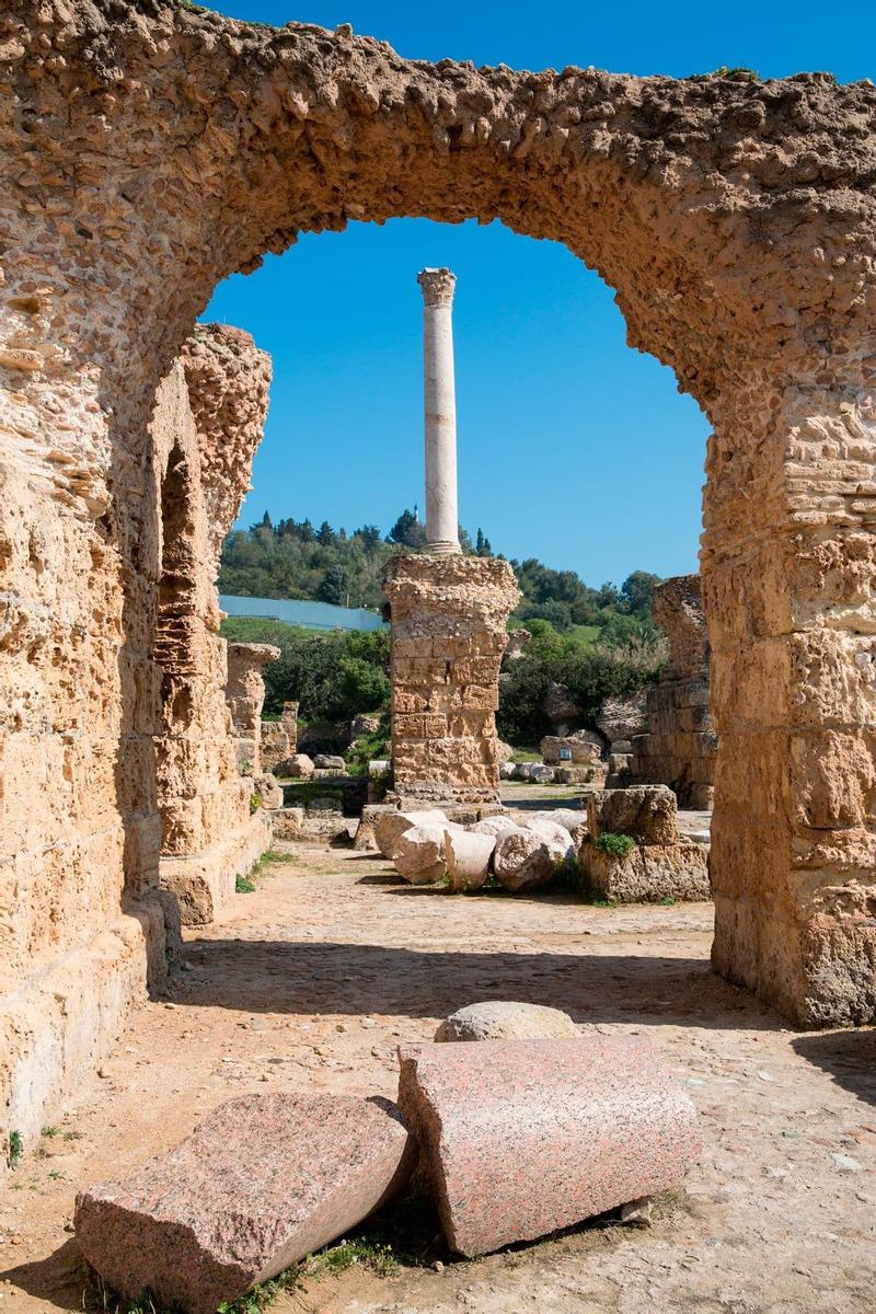 Ruinas romanas en el sitio donde se elevó Cartago