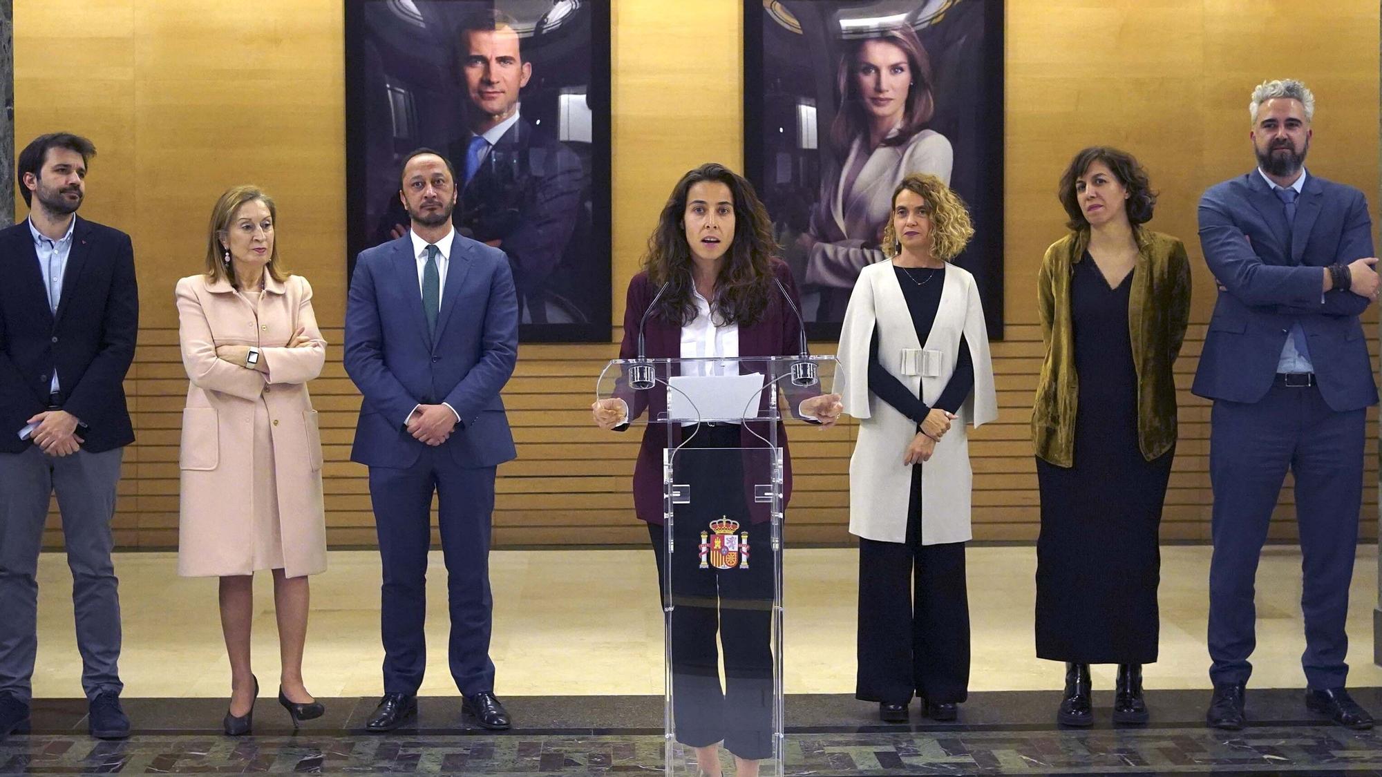 Ainhoa Tirapu, durante la firma del primer convenio colectivo del fútbol femenino.