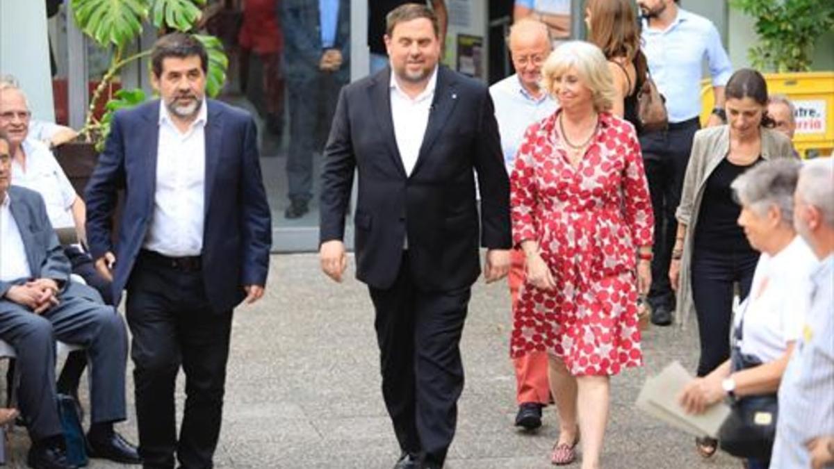 Jordi Sànchez y Oriol Junqueras, el 19 de julio pasado, en un acto de la ANC en Barcelona.