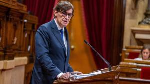 El president de la Generalitat, Salvador Illa, durante su comparecencia en el Parlament