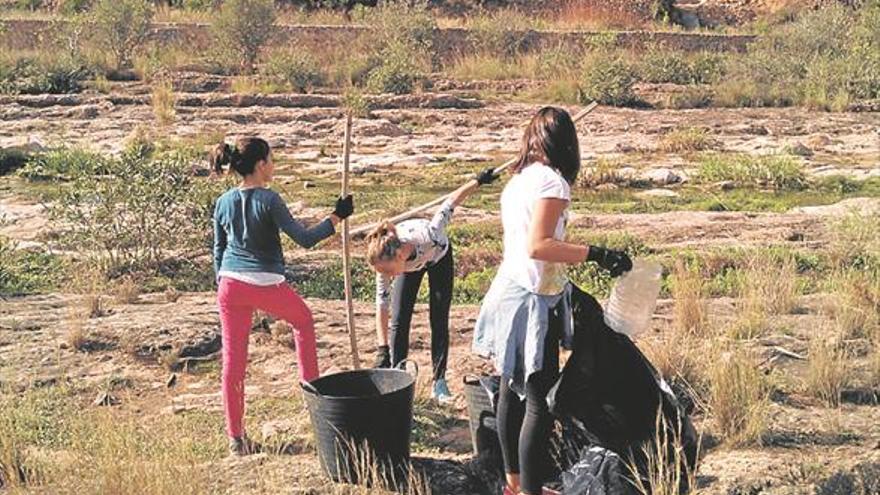 Joves i xiquets de Betxí netegen el riu Sec en una jornada lúdica