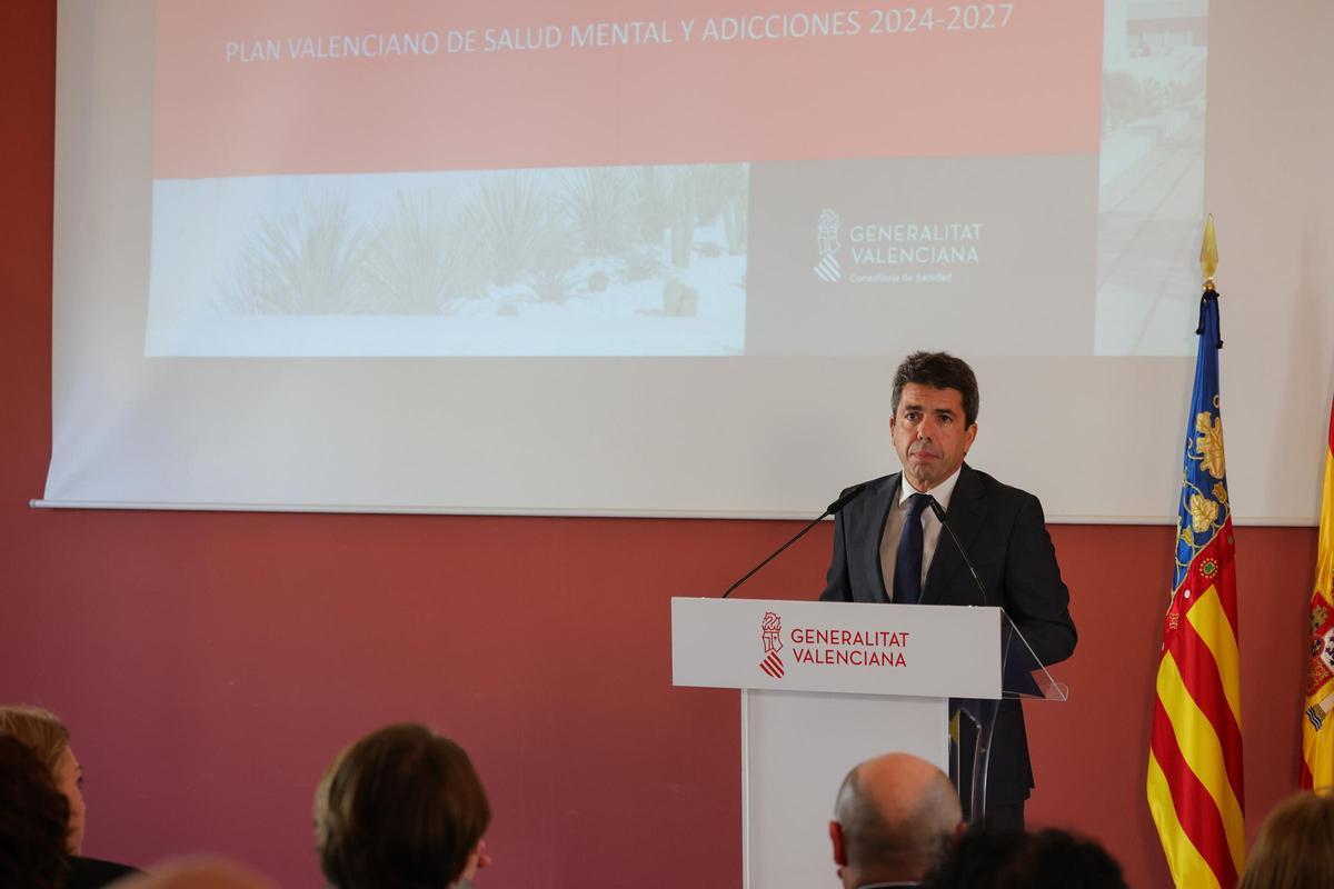Mazón durante la presentación del Plan de Salud Mental, este lunes