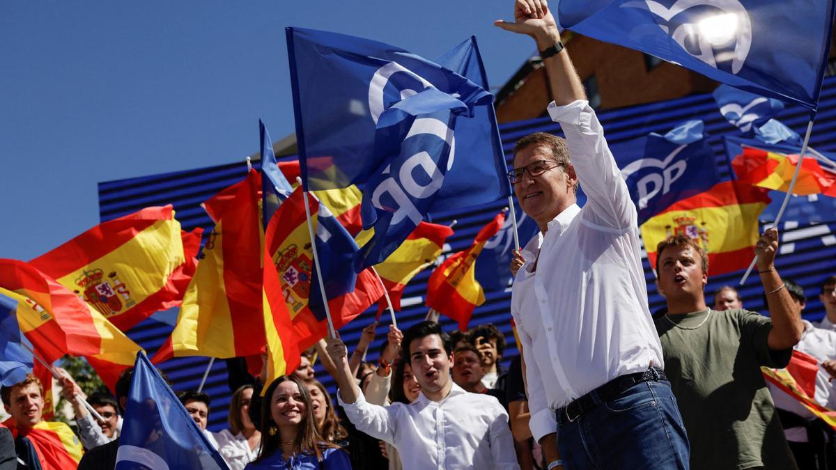 Alberto Nuñez Feijóo en la manifestación contra la amnistía en Madrid