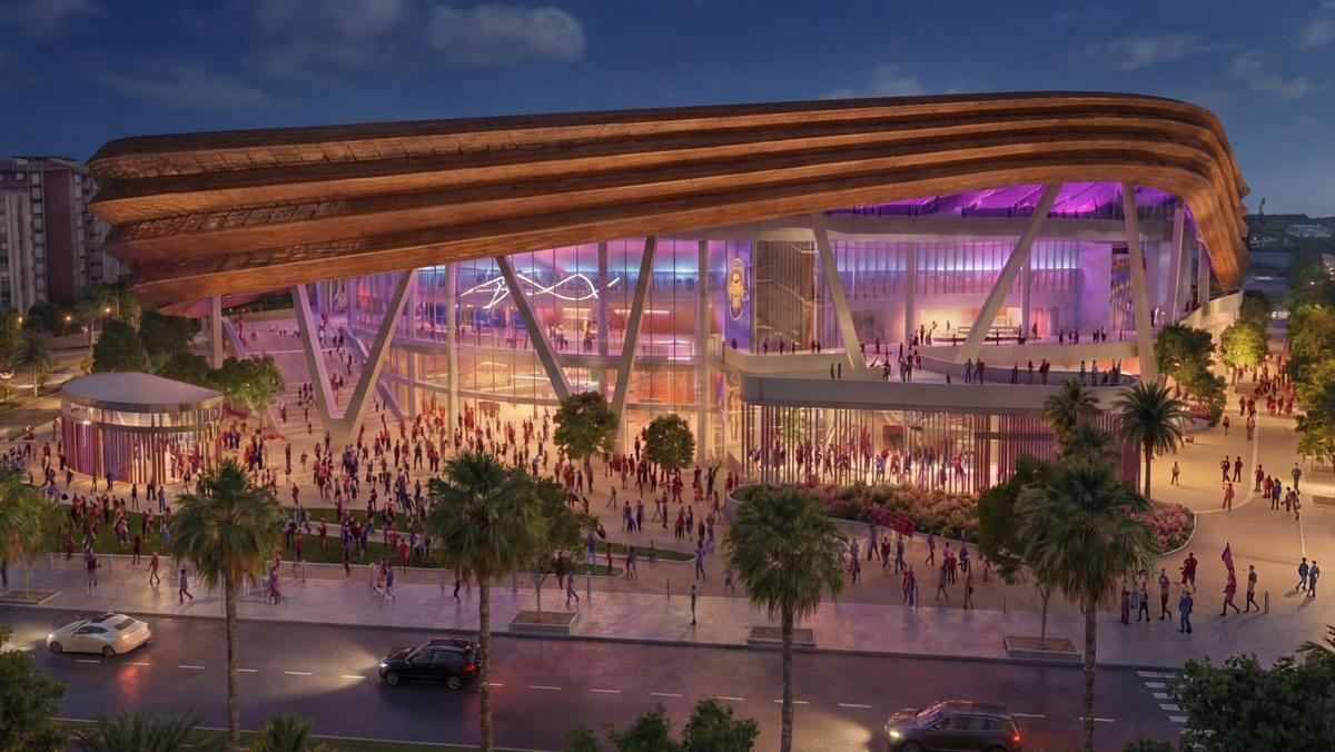 Imagen del Palau Blaugrana, según el proyecto de Víctor Font.