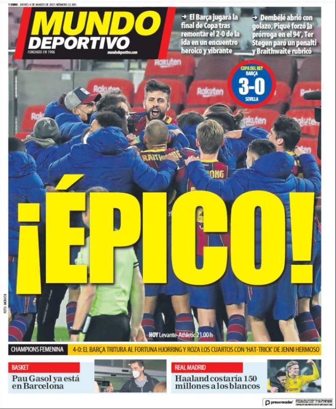 Portada de Mundo Deportivo del 04/03/2021