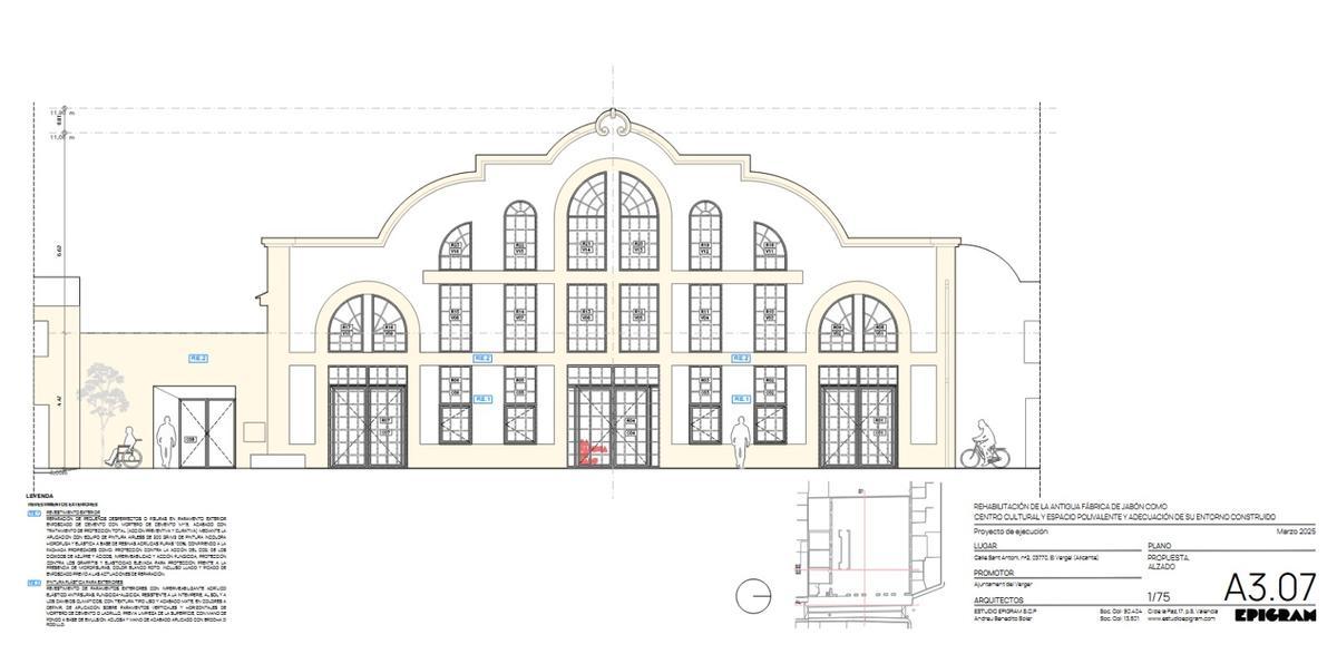El plano de la singularísima fachada de la Fàbrica de Sabó
