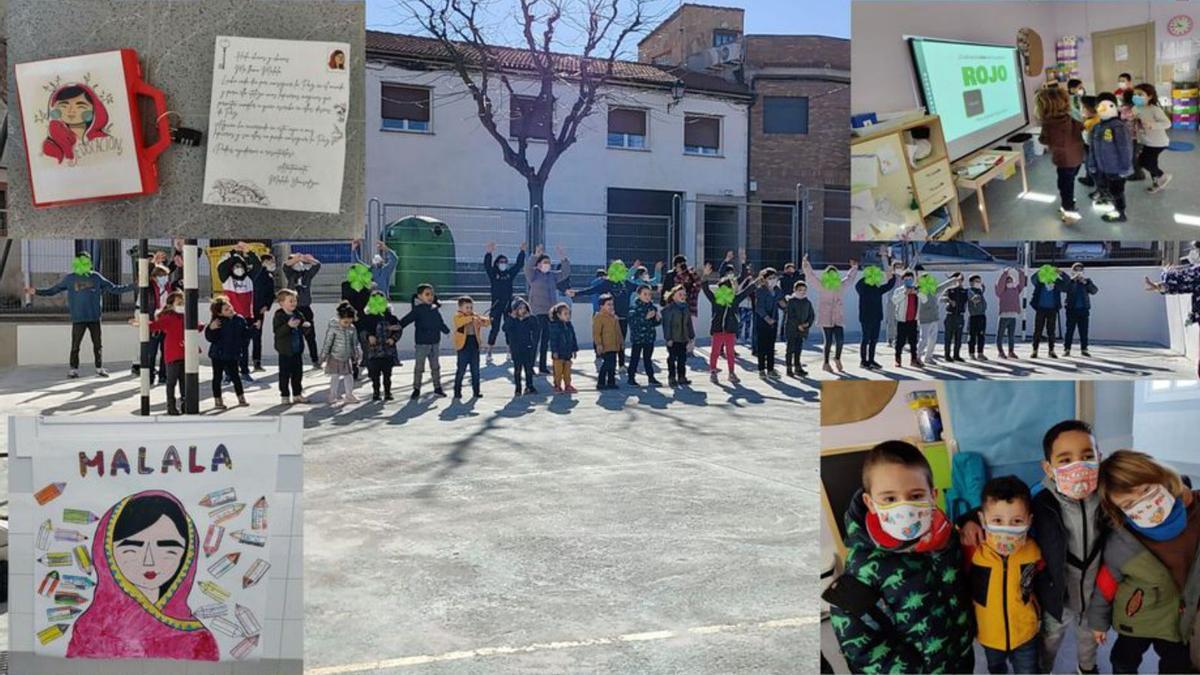 Distintos momentos de la celebración en el colegio de Almonacid. | SERVICIO ESPECIAL