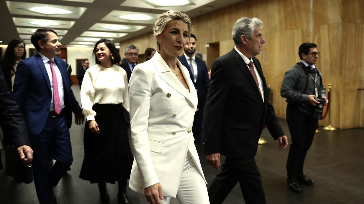 Yolanda Díaz, durante su visita a México la semana pasada.