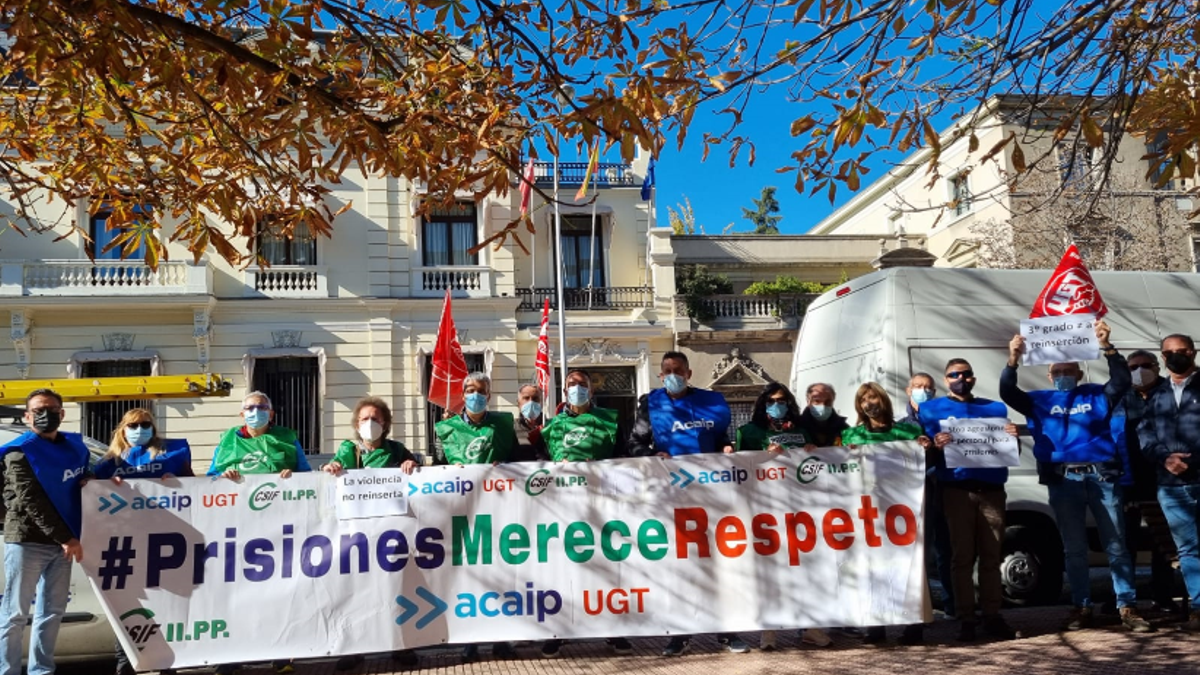 Protesta de funcionarios de prisiones ante la subdelegación del Gobierno en Madrid, el 10 de noviembre de 2021