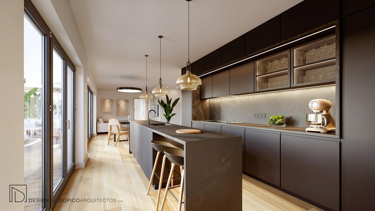 Vista de una cocina de una futura vivienda.