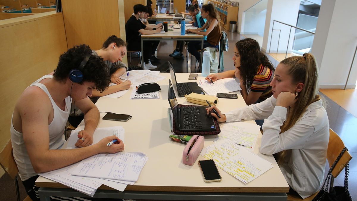 Estudiantes de bachillerato que están estudiando la selectividad
