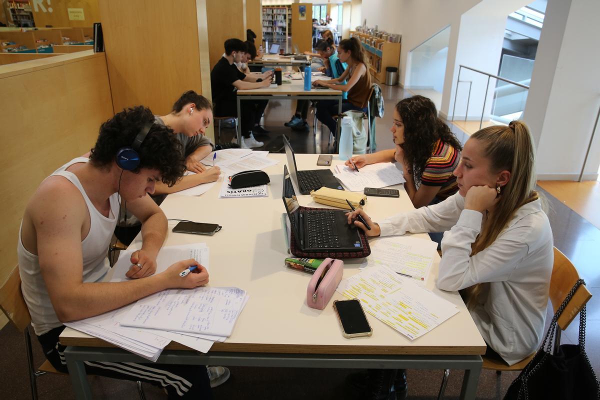 Estudiantes de bachillerato que están estudiando la selectividad