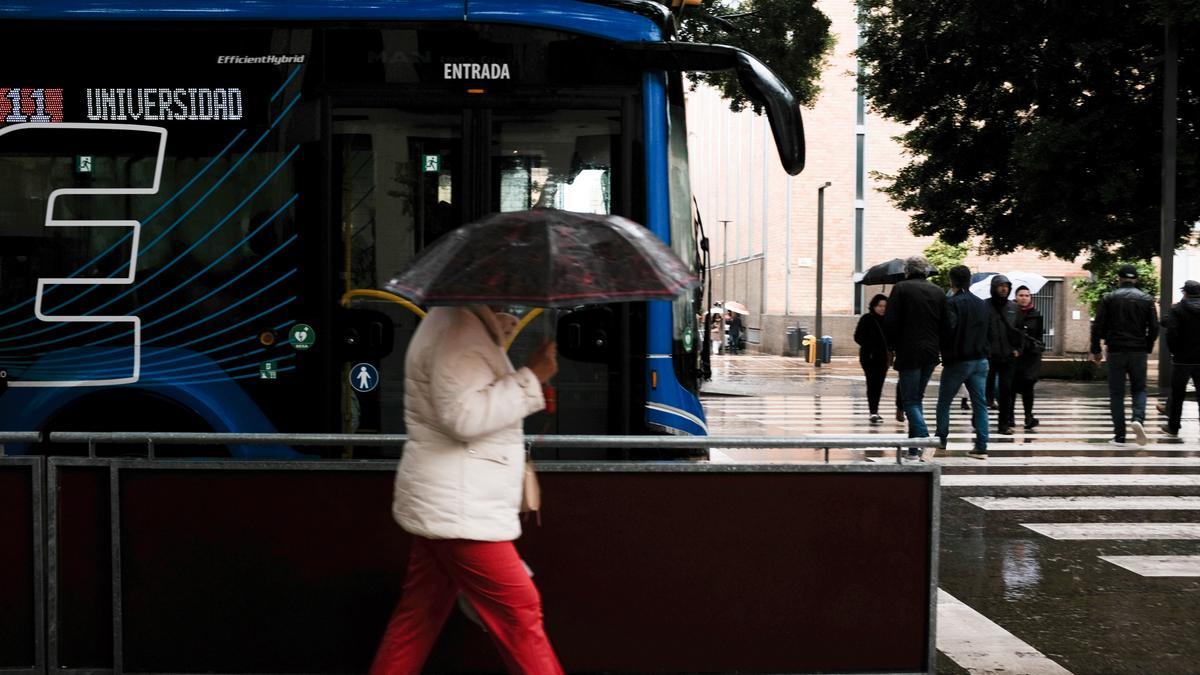 Lluvia en el Centro de Málaga este fin de semana.