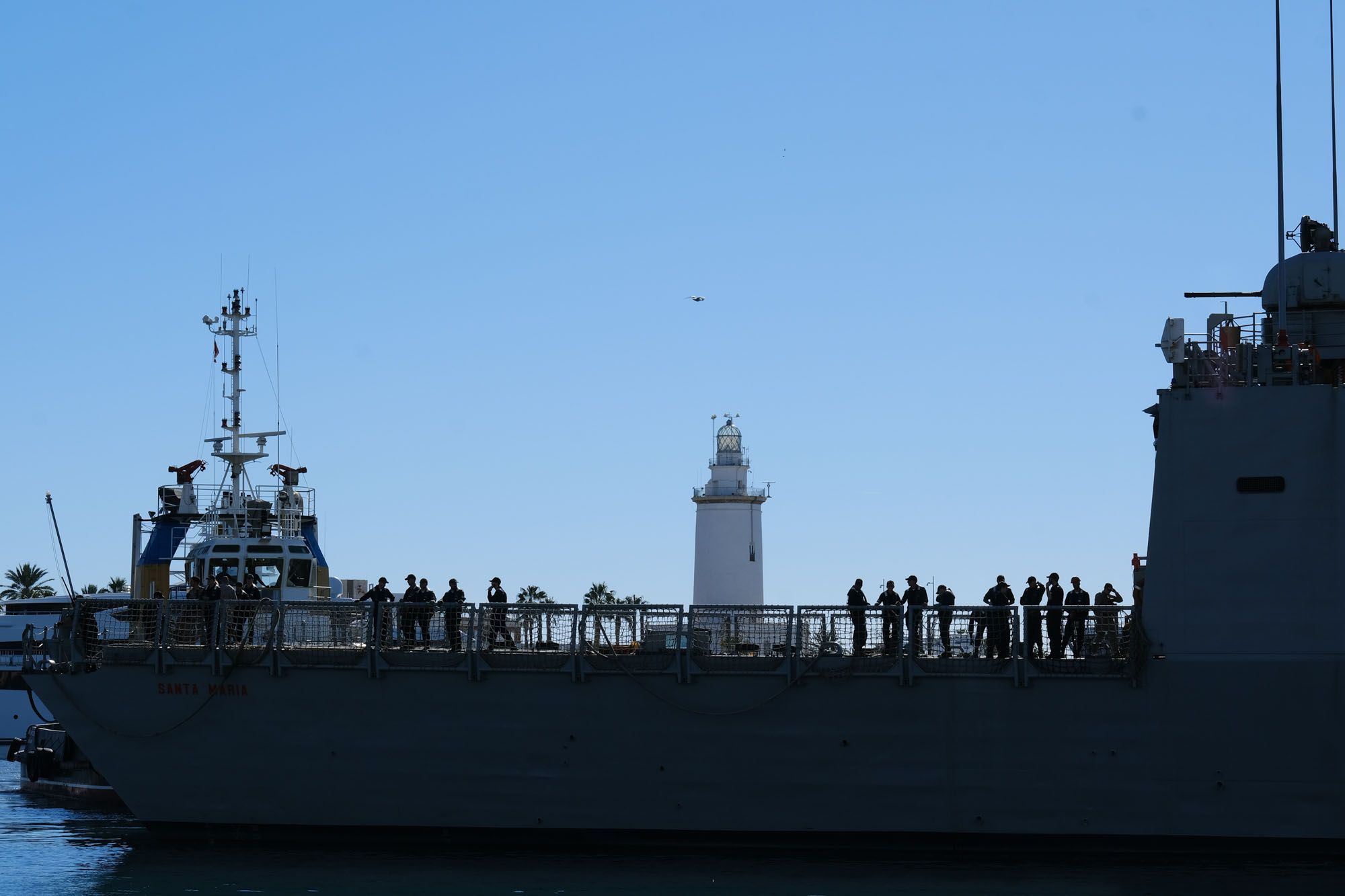 La fragata Santa María, en el puerto de Málaga.