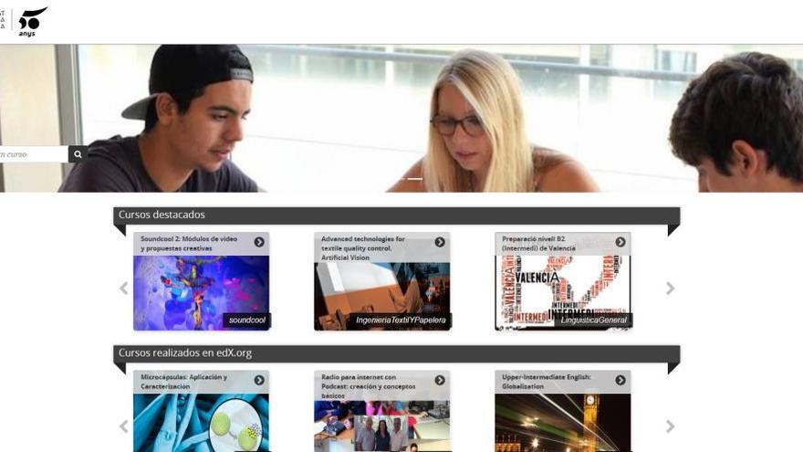 Portal web de cursos MOOC de la Universitat Politènica de València con 136 propuestas formativas activas.