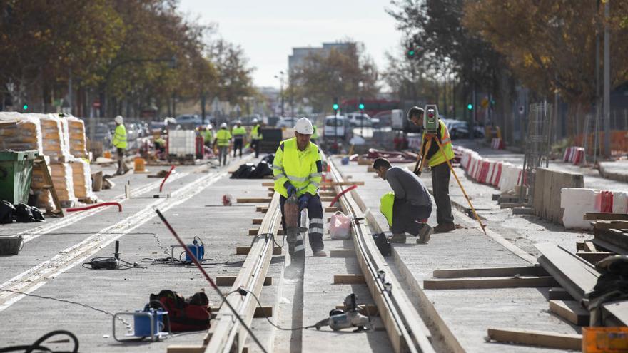 Trabajos en la línea 10 de Metrovalencia, en una imagen de archivo.