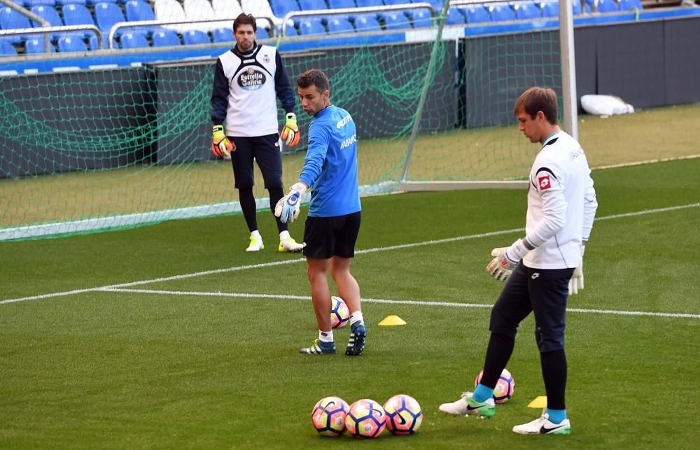 Tino Fernández acude al entrenamiento del Dépor