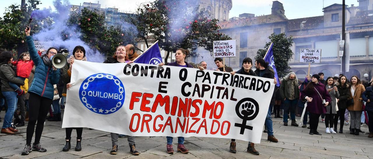 Una protesta contra la violencia machista en Pontevedra.