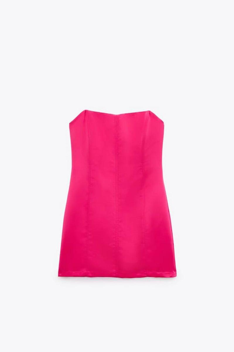 Vestido mini satinado de Zara