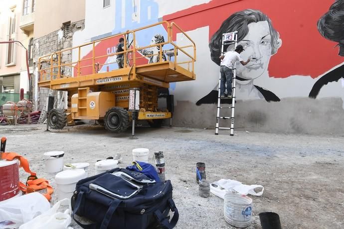 15-04-19 LAS PALMAS DE GRAN CANARIA.CALLEJON LAS LAGUNETAS. LAS PALMAS DE GRAN CANARIA. Fotos de un mural que estan pintando en un solar en el callejon Las Lagunetas.  | 15/04/2019 | Fotógrafo: Juan Carlos Castro