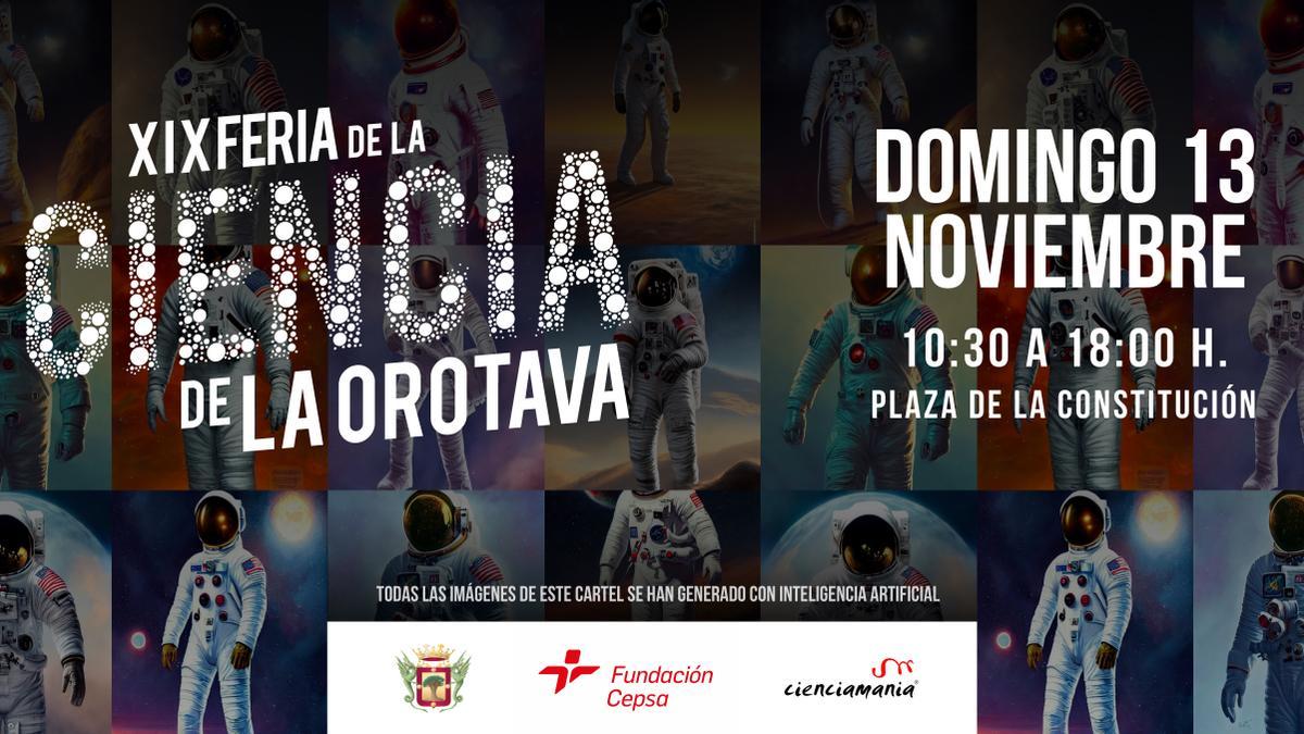 Cartel de la XIX Feria de la Ciencia de La Orotava, elaborado mediante inteligencia artificial