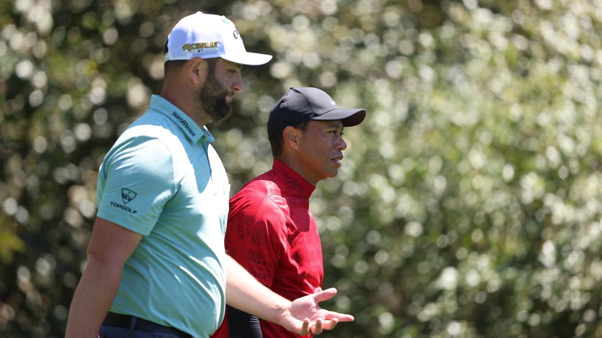 Jon Rahm y Tiger Woods, en Augusta