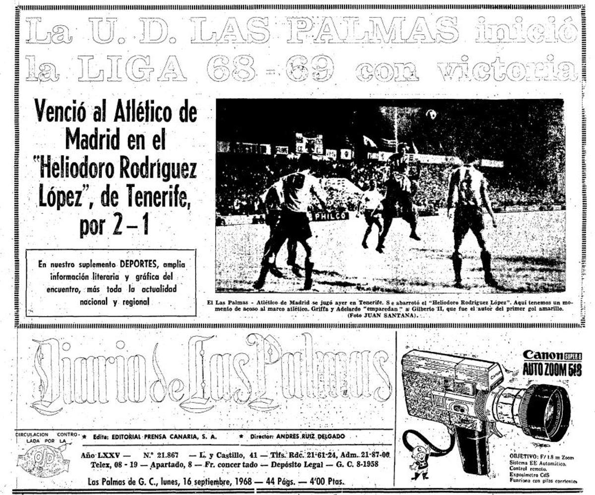 Portada del Diario de Las Palmas tras el partido en Tenerife.