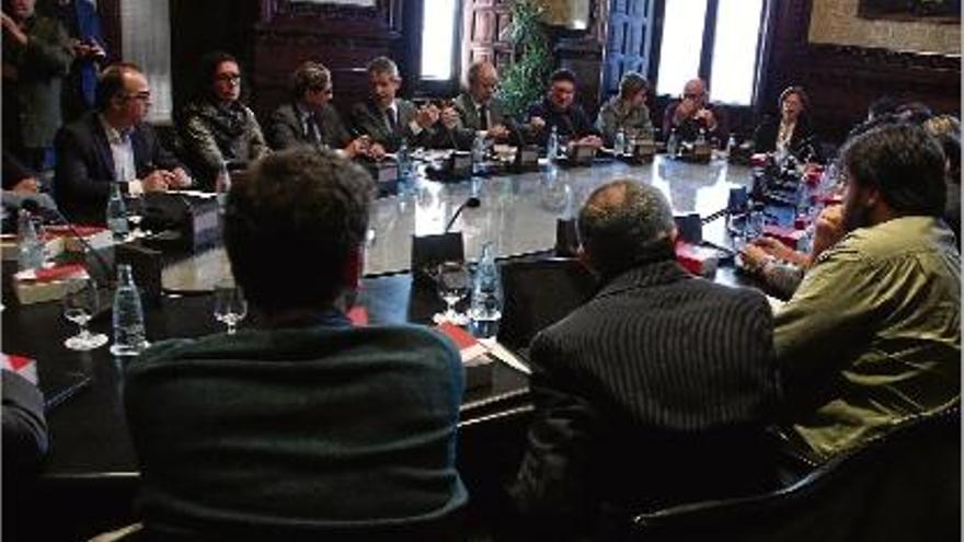 Una imatge general de la reunió del a Junta de Portaveus, que es va celebrar ahir al matí al Parlament.
