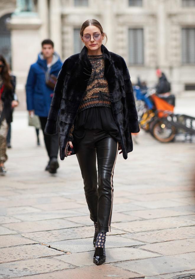 El look de capas de Olivia Palermo en la Semana de la Moda de Milán