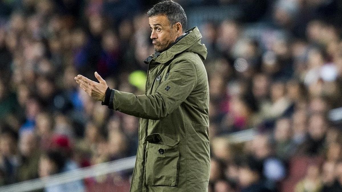 Luis Enrique, en un partido en el Camp Nou.