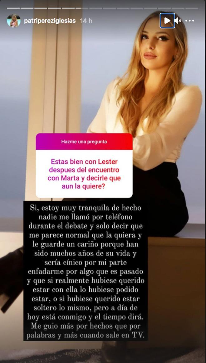 Patri Pérez ('lidlt2') responde al reencuentro de Marta Peñate y Lester.