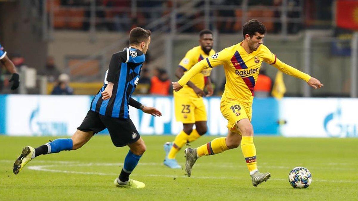 Carles Aleñá estuvo en permanente contacto con el balón ante el Inter