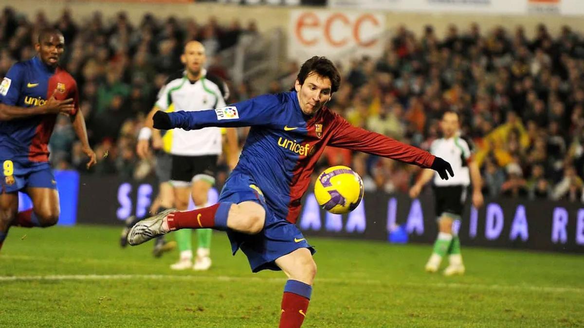Leo Messi, contra el Racing de Santander en la Liga BBVA