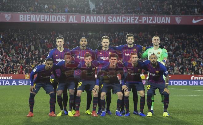 Sevilla FC, 2 - FC Barcelona, 0, alineación del Barça en el partido.