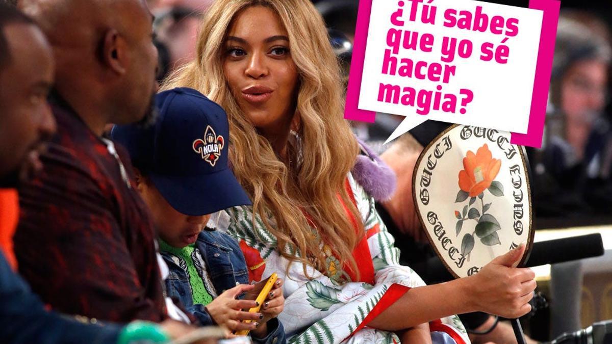 Beyoncé en un partido de baloncesto con poca barriga