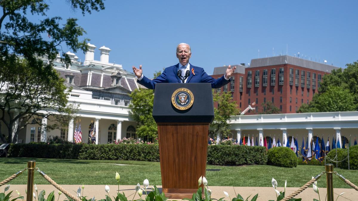 US President Joe Biden delivers remarks during an event to celebrate the passage of the Bipartisan Safer Communities Act