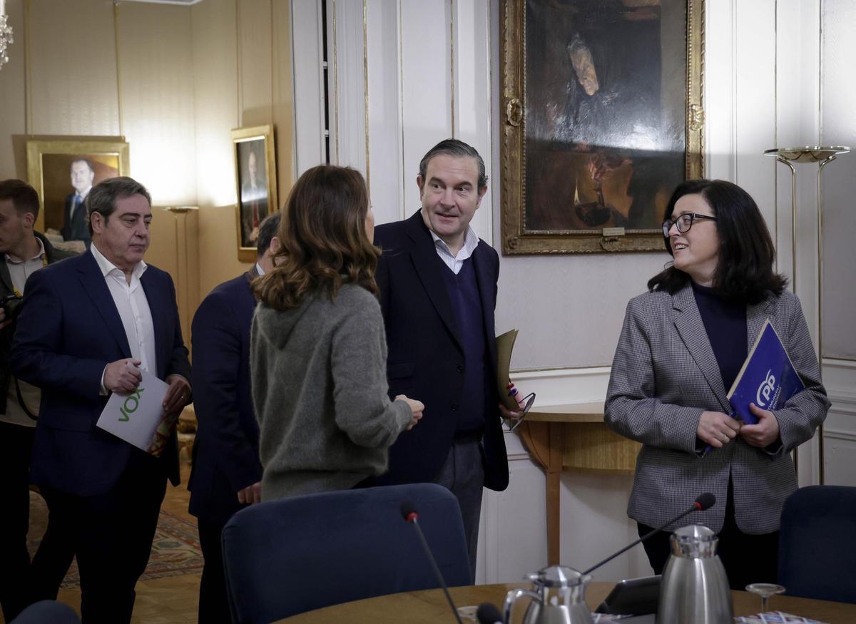 El síndic del PPCV, Fernando Pastor, en la junta de portavoces de este martes en las Corts.