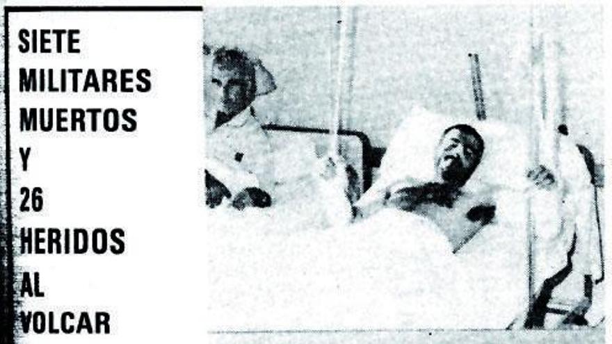 Su imagen  en 1981, en el hospital de Huesca, tras el siniestro.