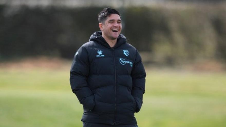 Xisco Muñoz, durante un entrenamiento con el Watford.