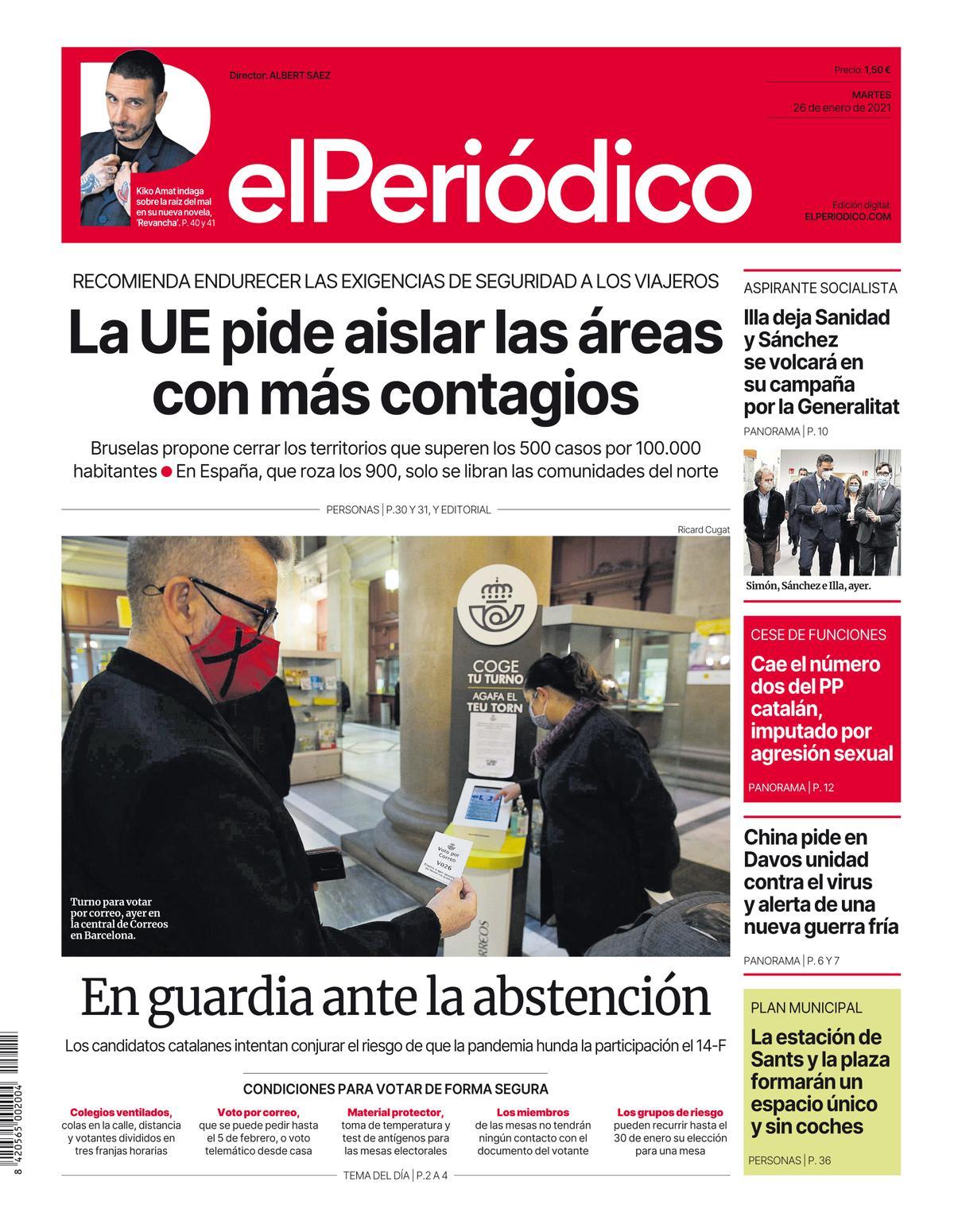 La portada d’EL PERIÓDICO del 26 de gener del 2021